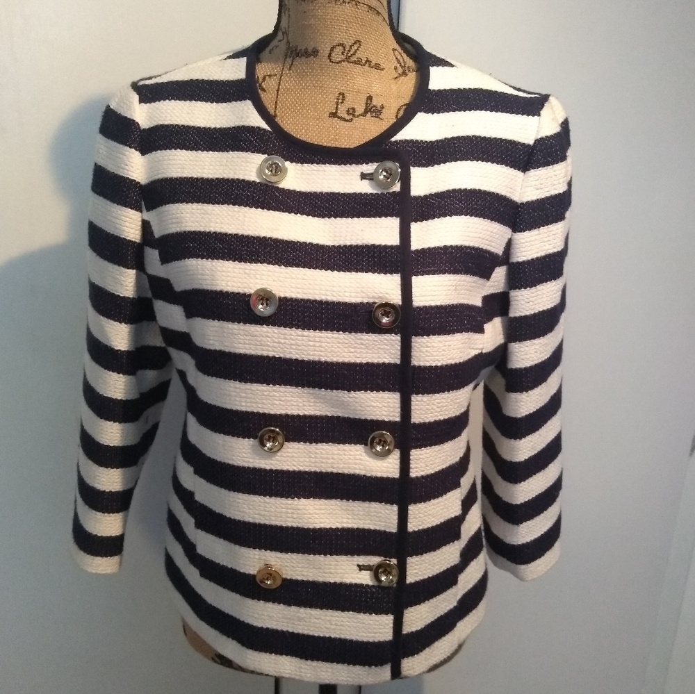 Navy and White Nautical Striped Blazer